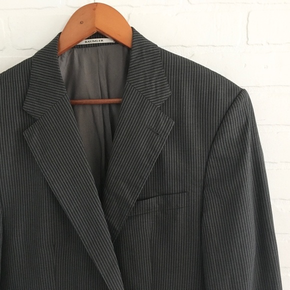 Ermenegildo Zegna x Bäumler Blazer Pinstripe Charcoal gray Silk Wool Sz 54/XL - Picture 4 of 15